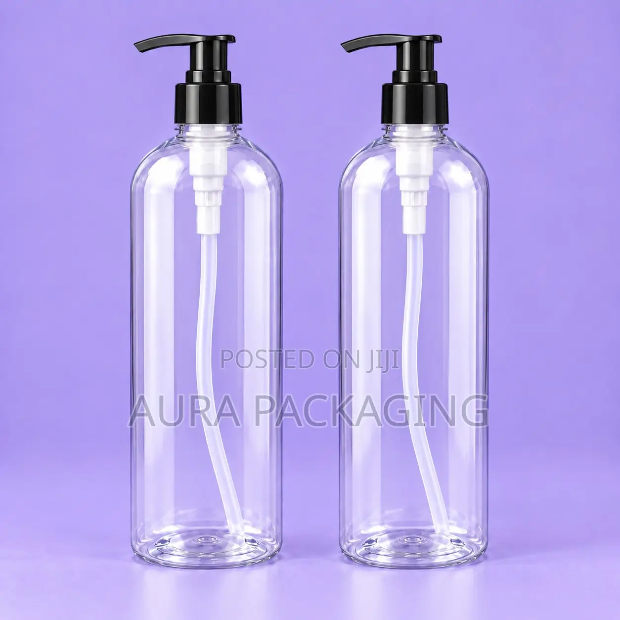 Clear Lotion and Shampoo Bottles With Black Pump