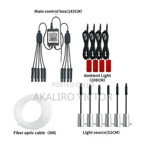Car Interior RGB Ambient LED Strip Lights - App Controlled ‎
