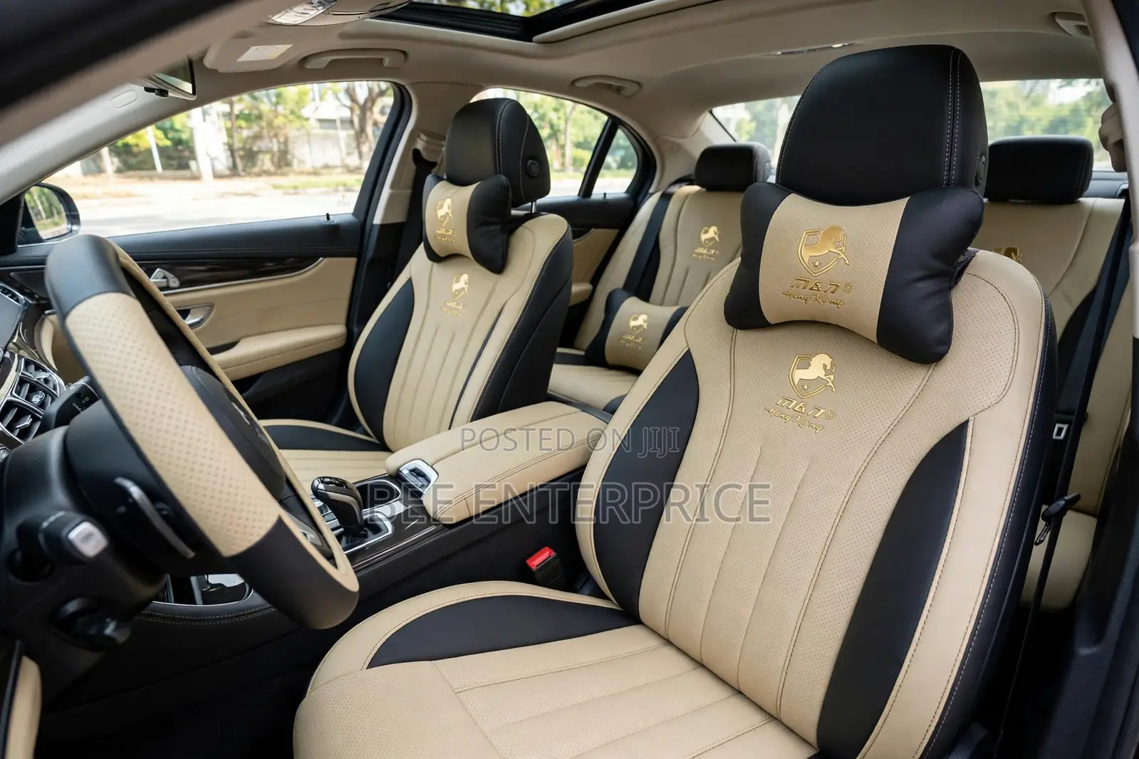 Hong Kong Complete Seat Covers-All Beige and Beige/Black -5 Seater Set