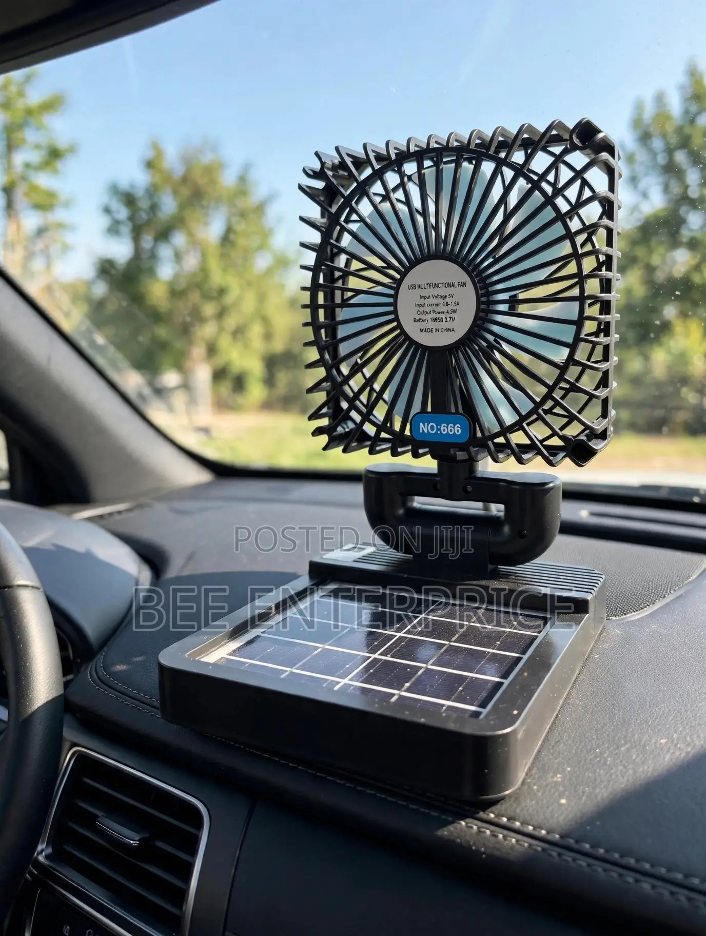 Solar Car Fan Solar + USB Charging