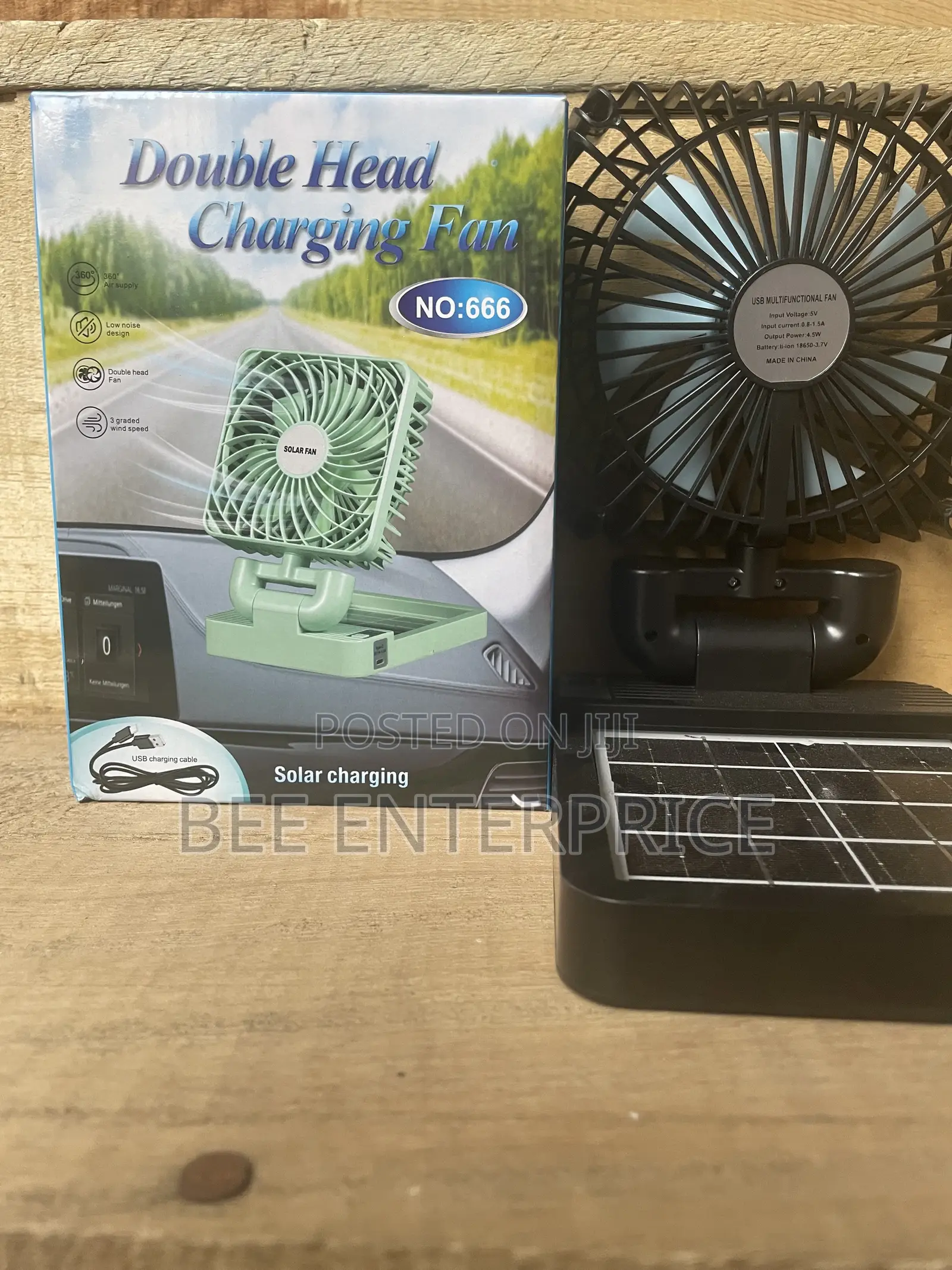 Solar Car Fan Solar + USB Charging