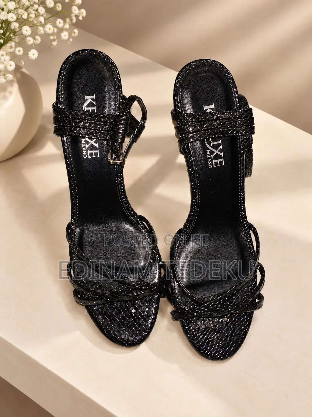 Keluxe Milano Black Strappy Heels