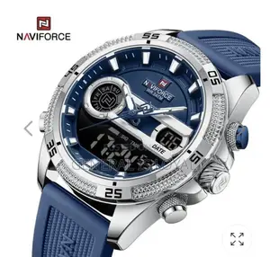 NaviForce Men's Chronograph Digital Analog Luminous Silicon Strap