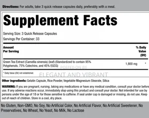 EGCG Green Tea Extract | 1800mg | 100 Capsules |
