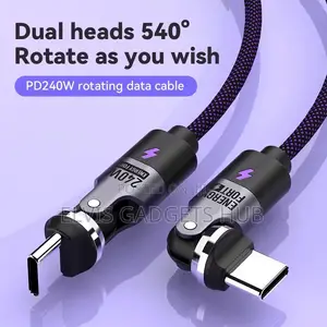 540° Rotating 240W Fast Charging Cord for iPhone17/16 Pro,Samsung S25