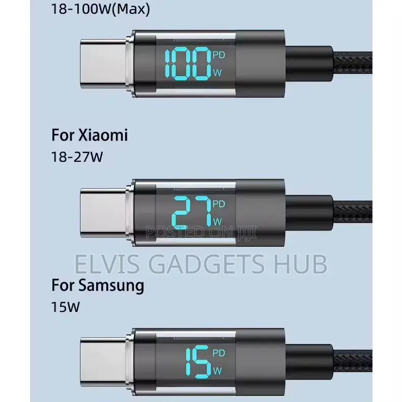 Type C to Type C Cable 100W PD Fast Charging USB C- C Display Cable