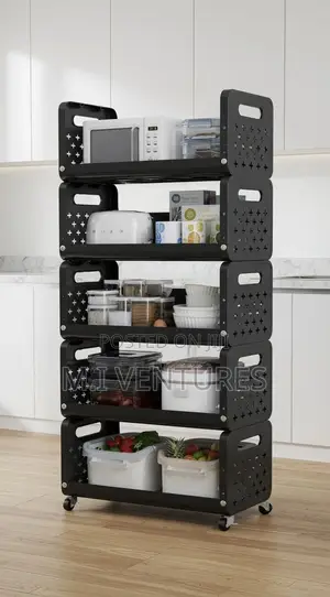 5-Tier Multi-Purpose Mobile Storage Rack With Rolling Wheels