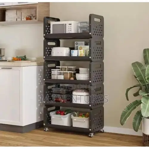 5-Tier Multi-Purpose Mobile Storage Rack With Rolling Wheels