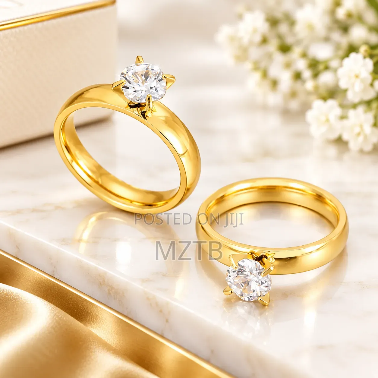 Non-Fade Zircon Promise/Wedding Ring - Gold