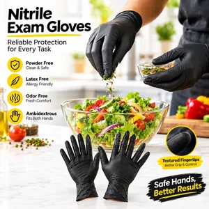 Nitrile Disposable Black Gloves Powder-Free & Latex-Free - 100pcs/Box