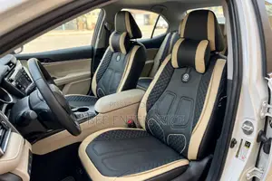 Beige and Black Leather Quilted Full Seat Cover- Universal