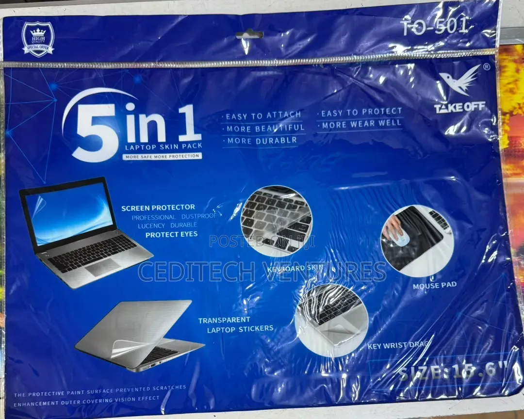 5 in 1 Laptop Sticker (Transparent)