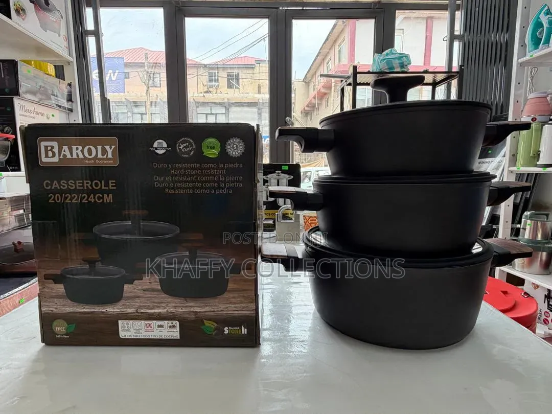 *Baroly 3 in 1 Non-Stick Casserole Cookware Set 20/22/24cm*