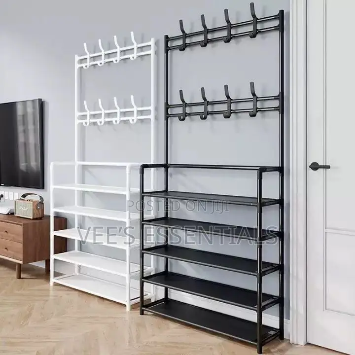 2-in-1 Shoe Rack With Clothes Hanger | Shoe Clothes Organizer