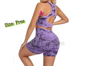 Ladies Yoga Set. Camouflage Biker Shorts Sports Bra