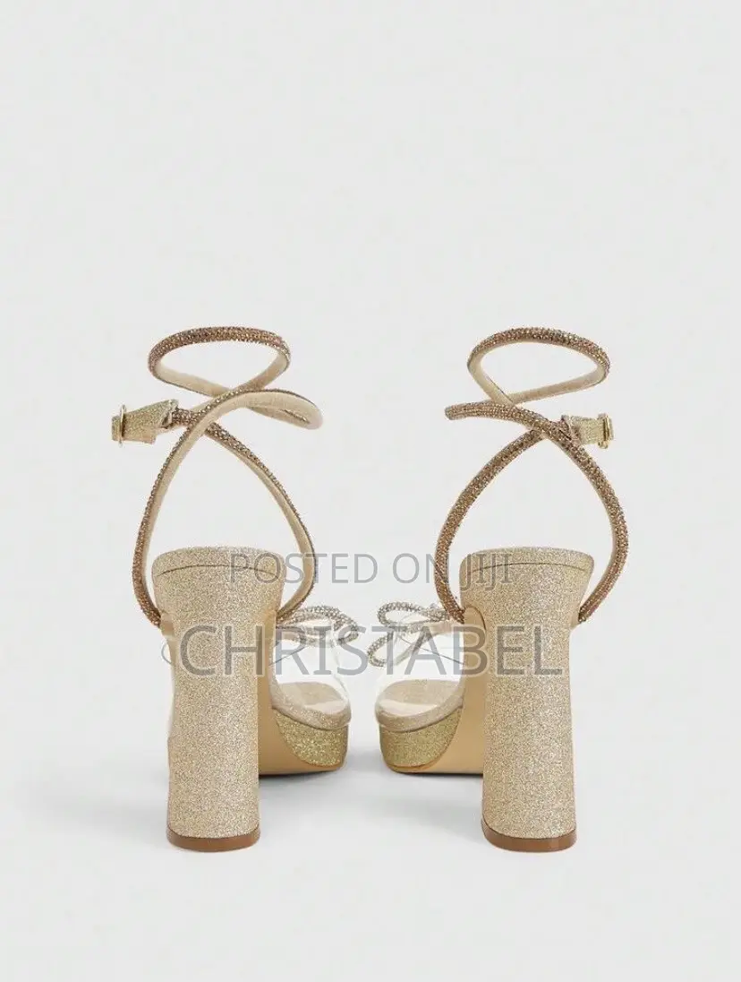 Ladies Glitter Golden Heel