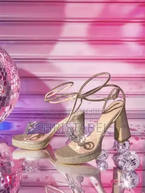 Ladies Glitter Golden Heel