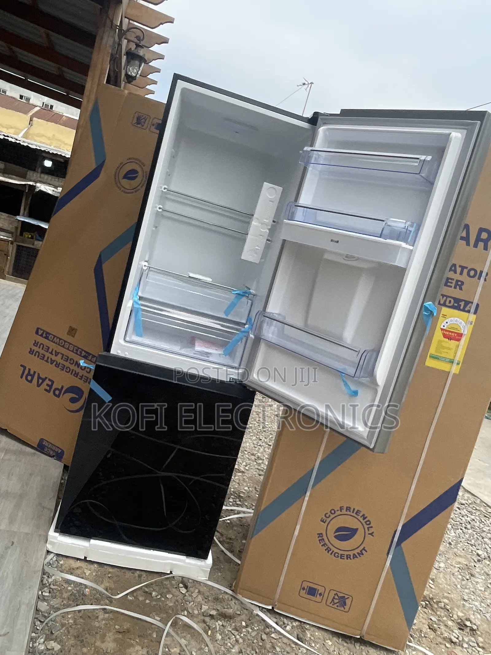 Authentic New Black Glass Pf-433bbgwd-1a 2 Doors Bottom Mount Fridge