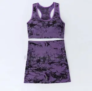 Ladies Yoga Set. Camouflage Biker Shorts Sports Bra
