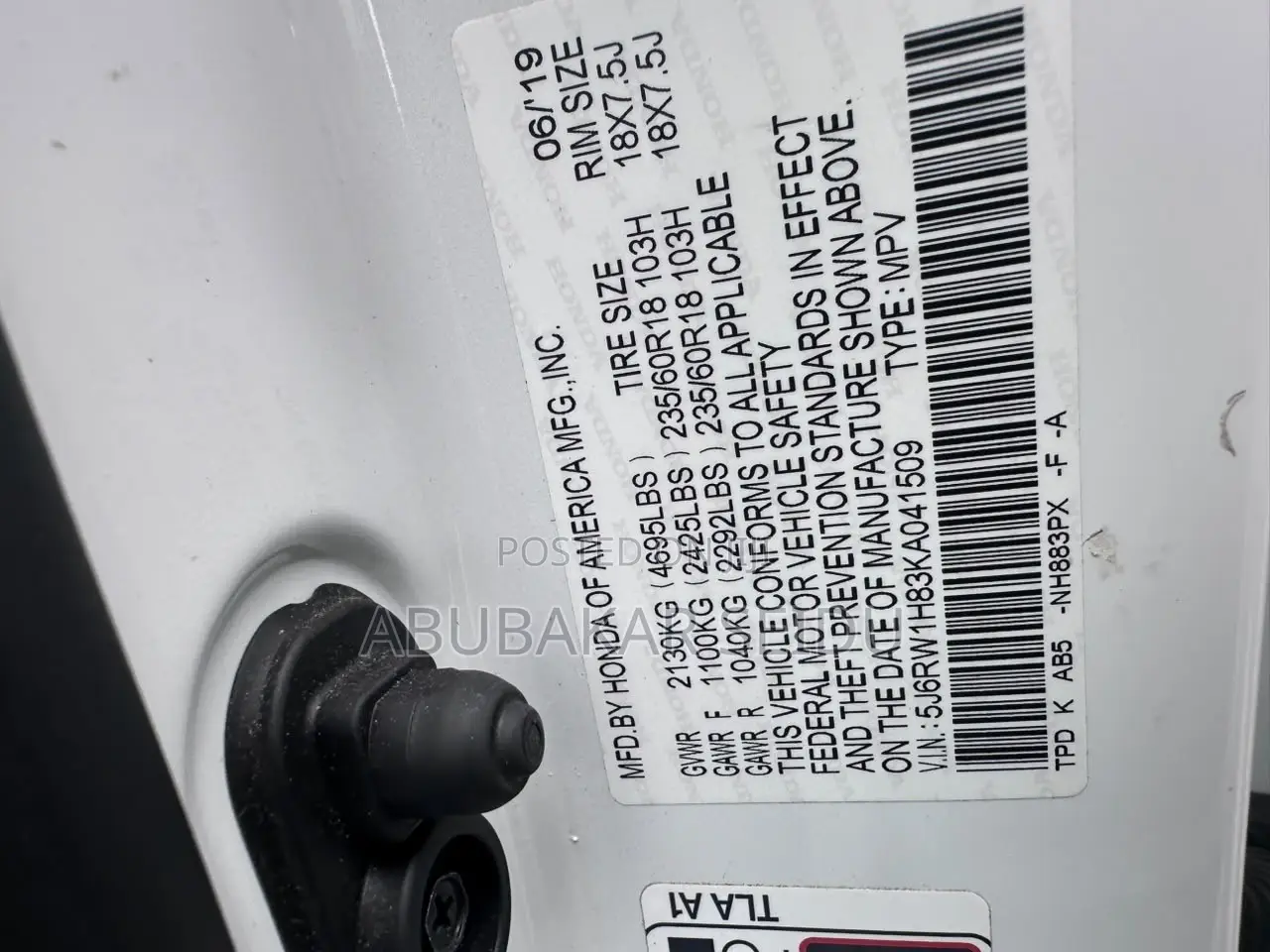Honda CR-V EX-L AWD 2019 White
