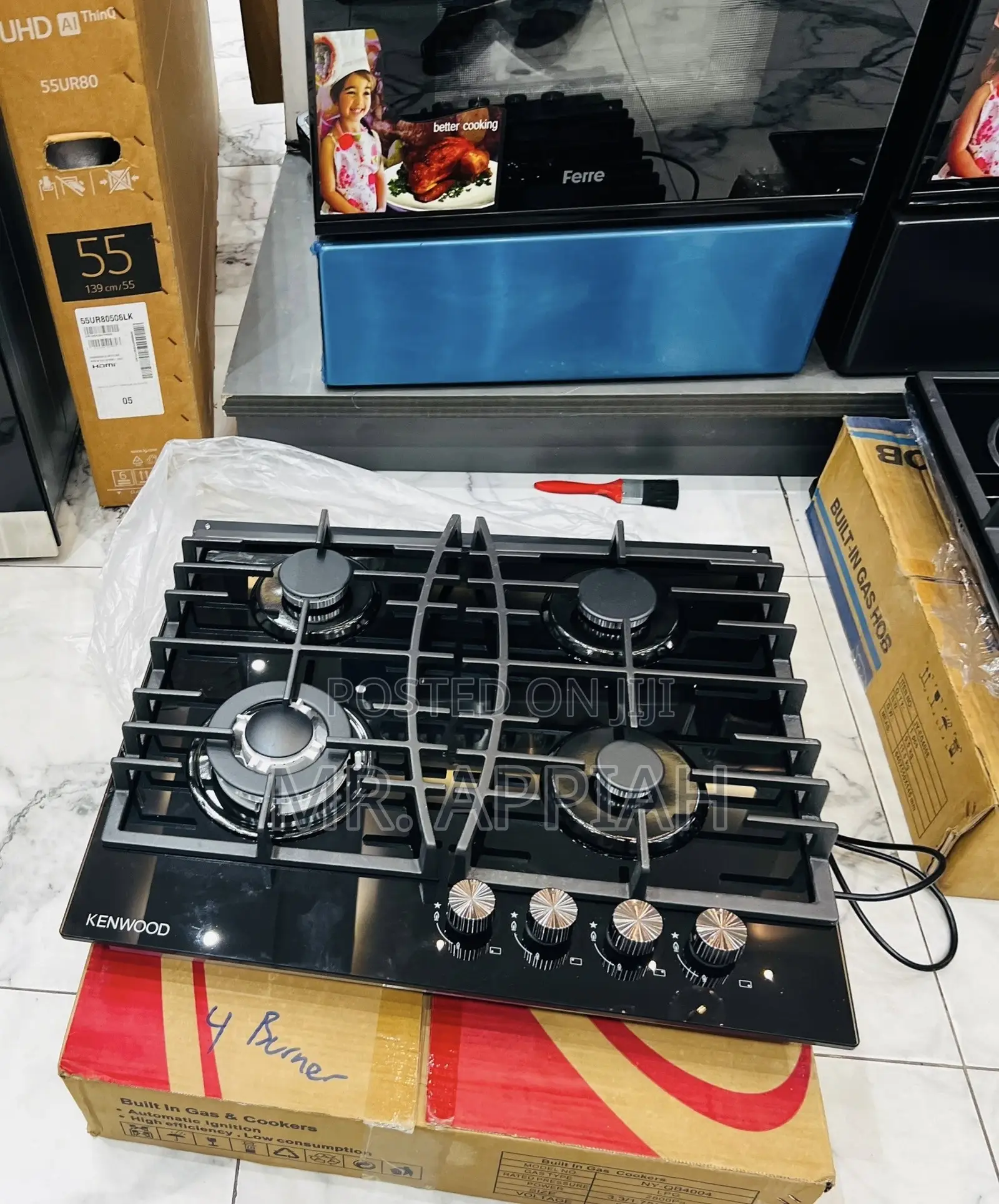 Choose Premium Kenwood 60cm 4 Gas Hob(Black)Glass