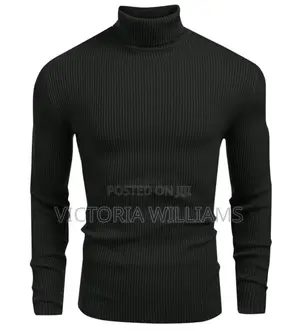 Men's Turtleneck Pullover Plain Ribbed Knitted Jumper Casual Turtlenec