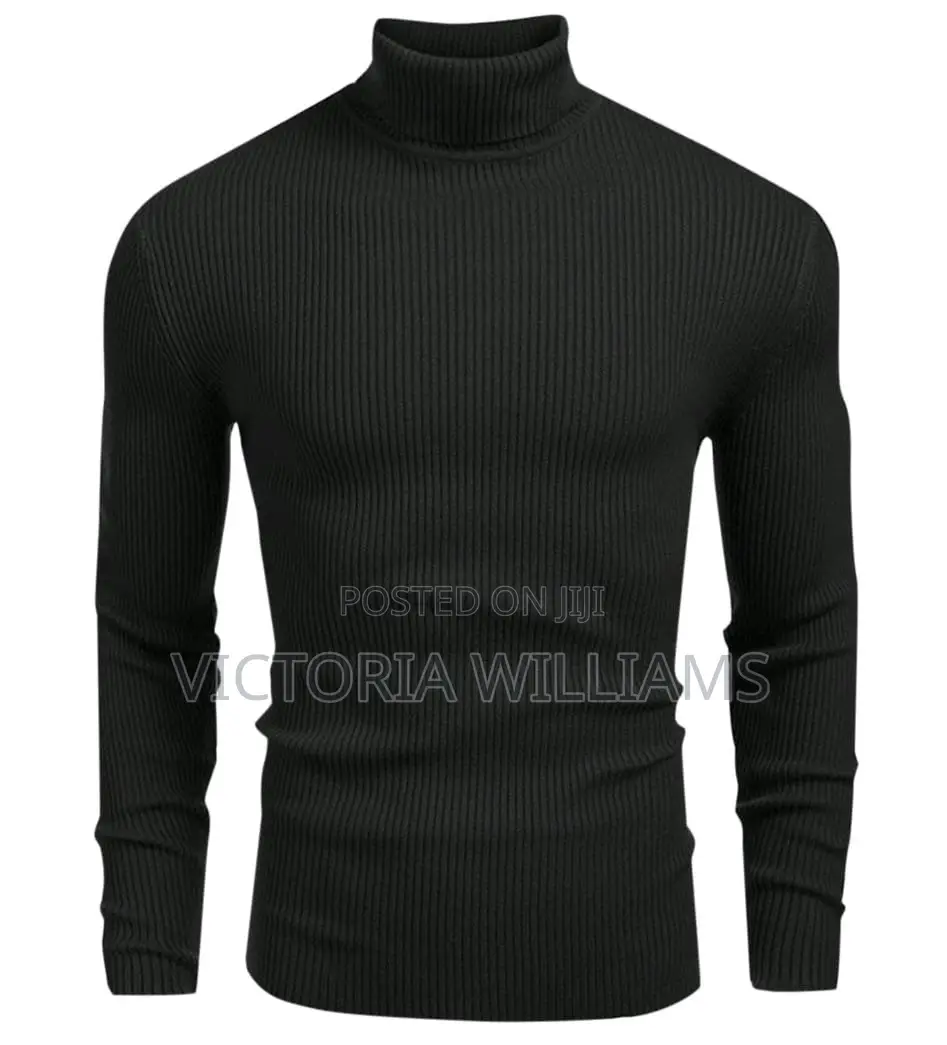 Men's Turtleneck Pullover Plain Ribbed Knitted Jumper Casual Turtlenec