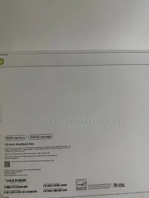 New Laptop Apple MacBook Neo 2026 8GB Apple M5 SSD 256GB