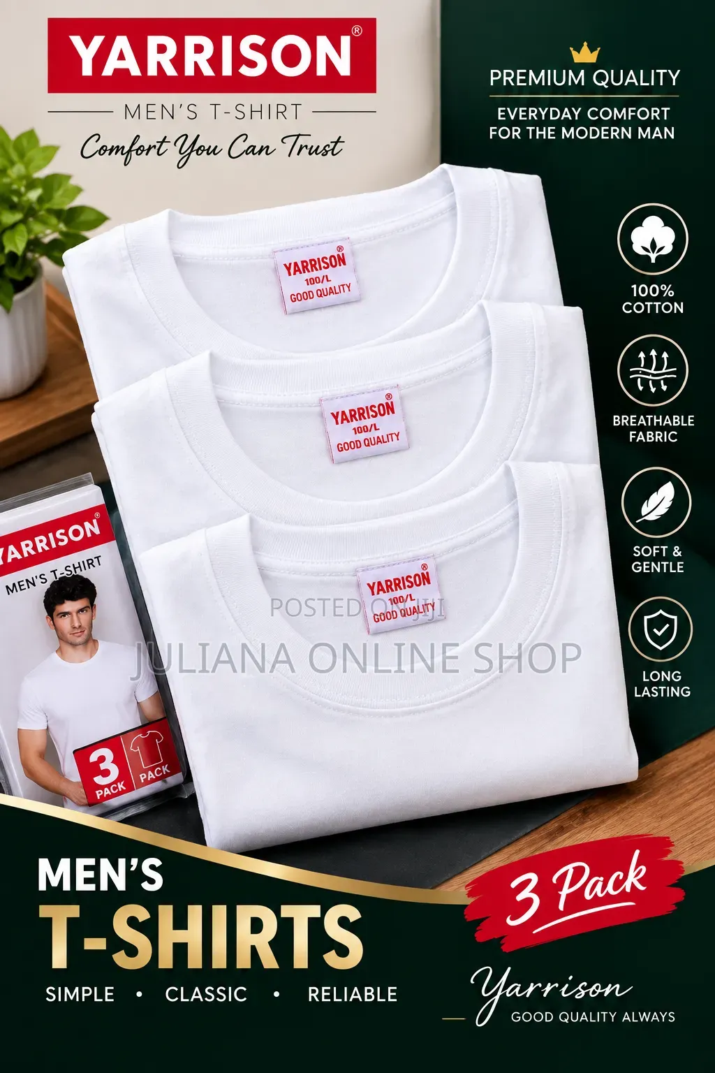 Men Underwear T Shirts 3 in 1