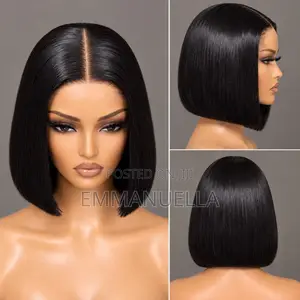 Luxury Jet-Black Human Hair Blunt Bob | 5×5 Lace Unit