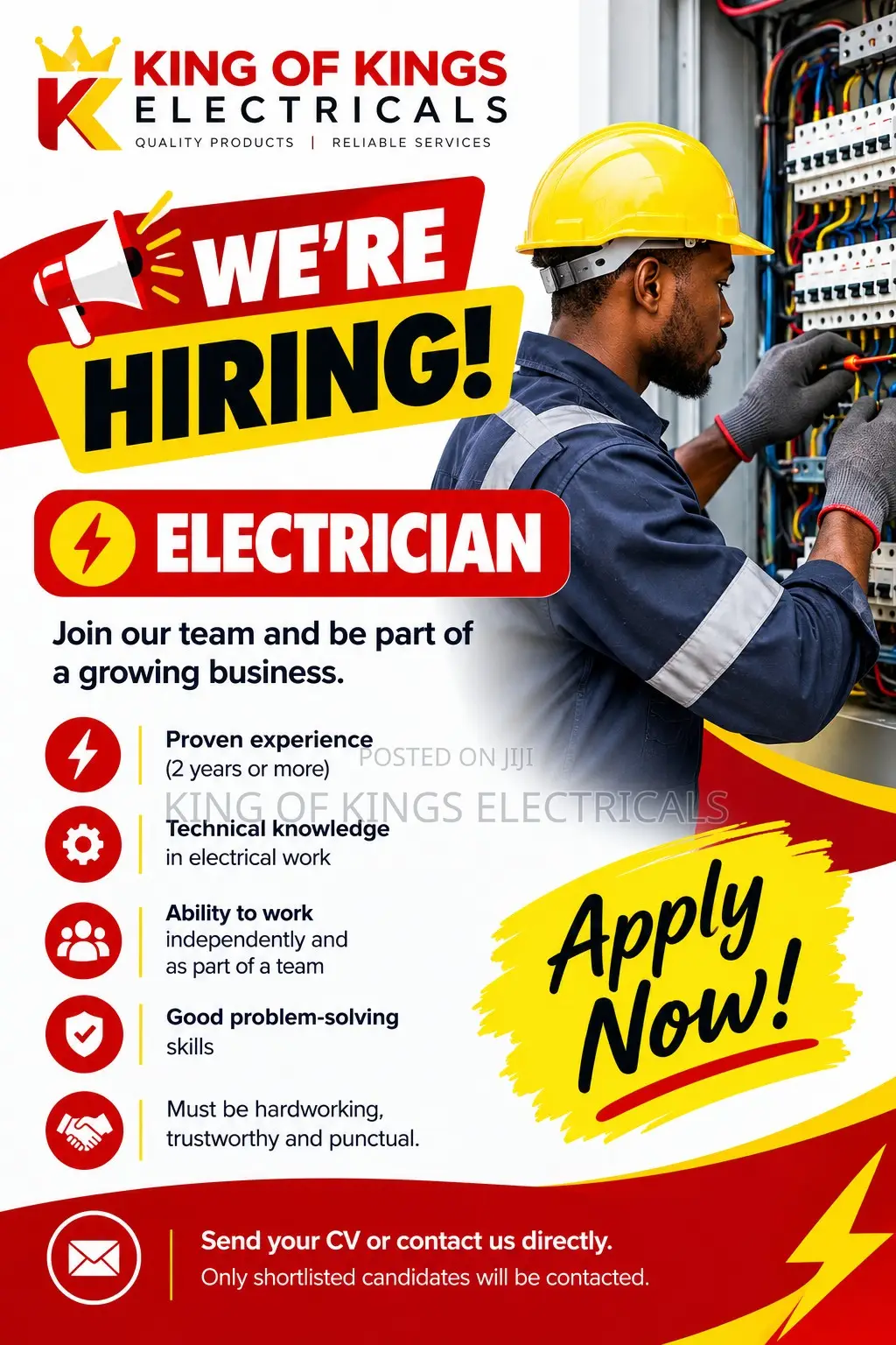 Experienced Electrician Needed Urgently