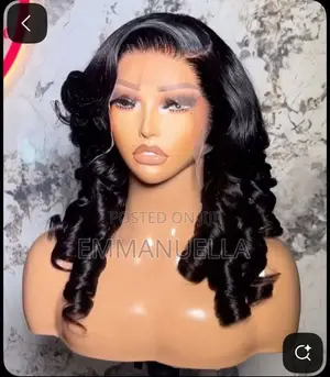 Luxury Long Black Curly Human Hair Wig – Full Voluminous