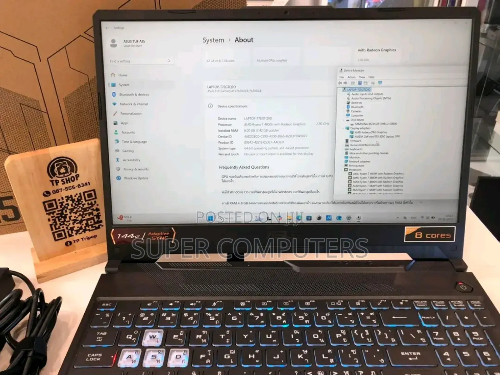 New Laptop Asus TUF Gaming A15 16GB AMD Ryzen 7 SSD 512GB