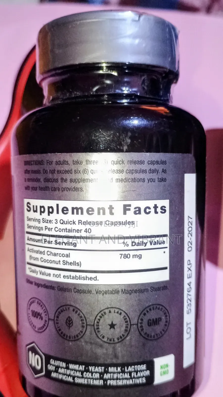 Activated Charcoal 780mg, 120 Capsules