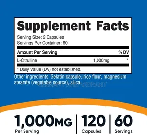 L-Citrulline 500mg, 120 Capsules ,