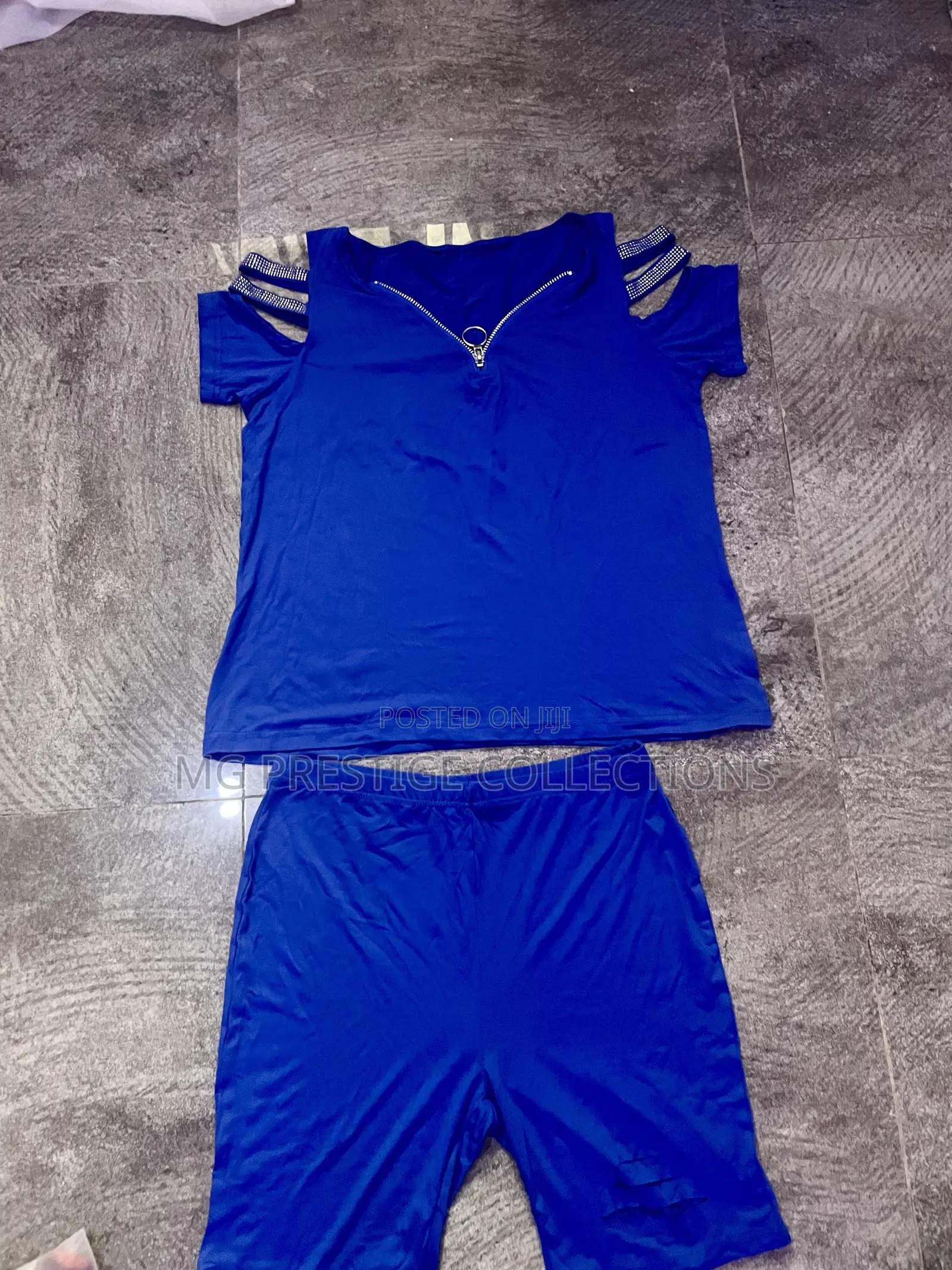 Stylish Royal Blue Biker Short Set