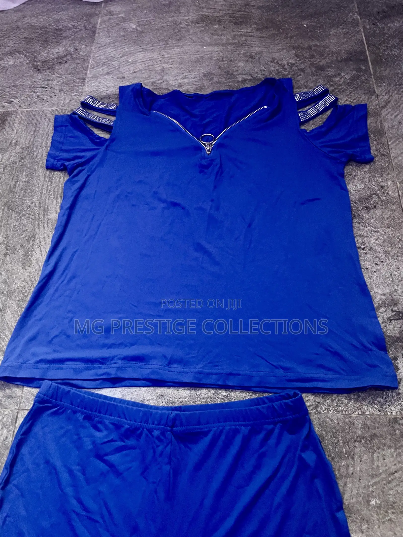 Stylish Royal Blue Biker Short Set