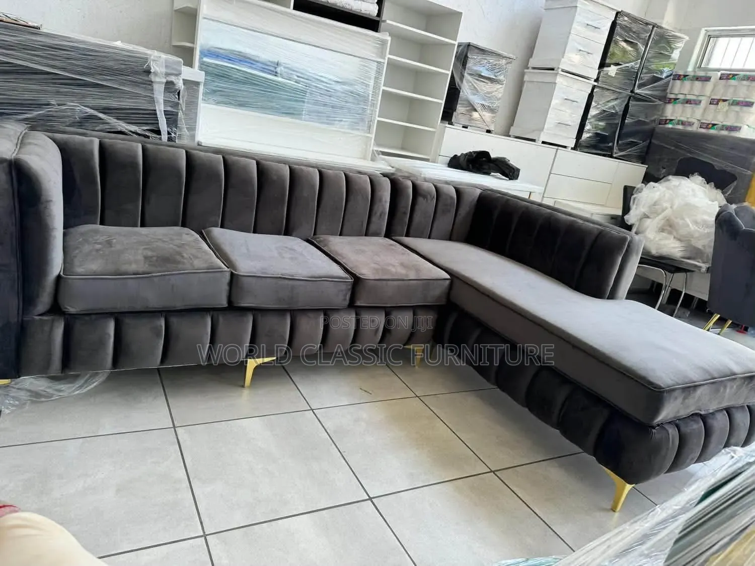 L-Shaped Velvet Sectionals