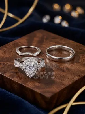 3PCS Elegant Pear Shaped S925 Sterling Silver Wedding Ring