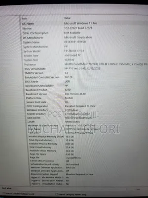 Laptop HP ZBook 17 G4 16GB Intel Core i7 SSD 500GB
