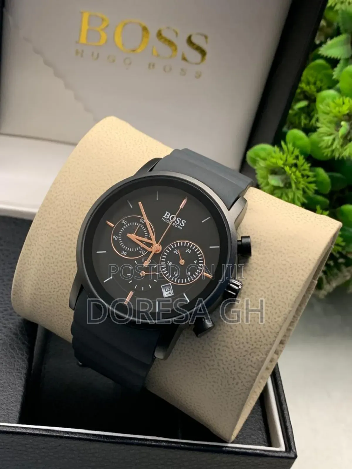 Boss Chronograph Watch With Silicone Strap – Men’s Sport Wristwatch