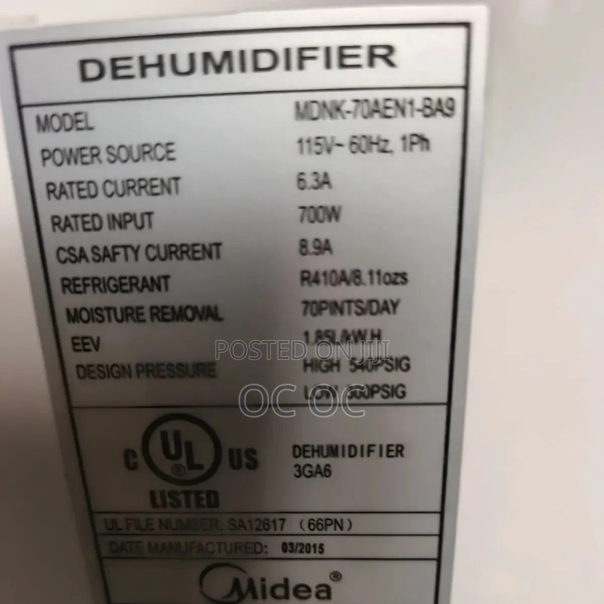Dehumidifier, Midea MDNK-70AEN1-BA9