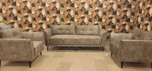 Beige Set Sofa + Wingback Chairs Set