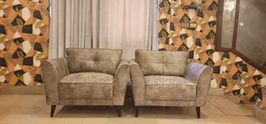 Beige Set Sofa + Wingback Chairs Set