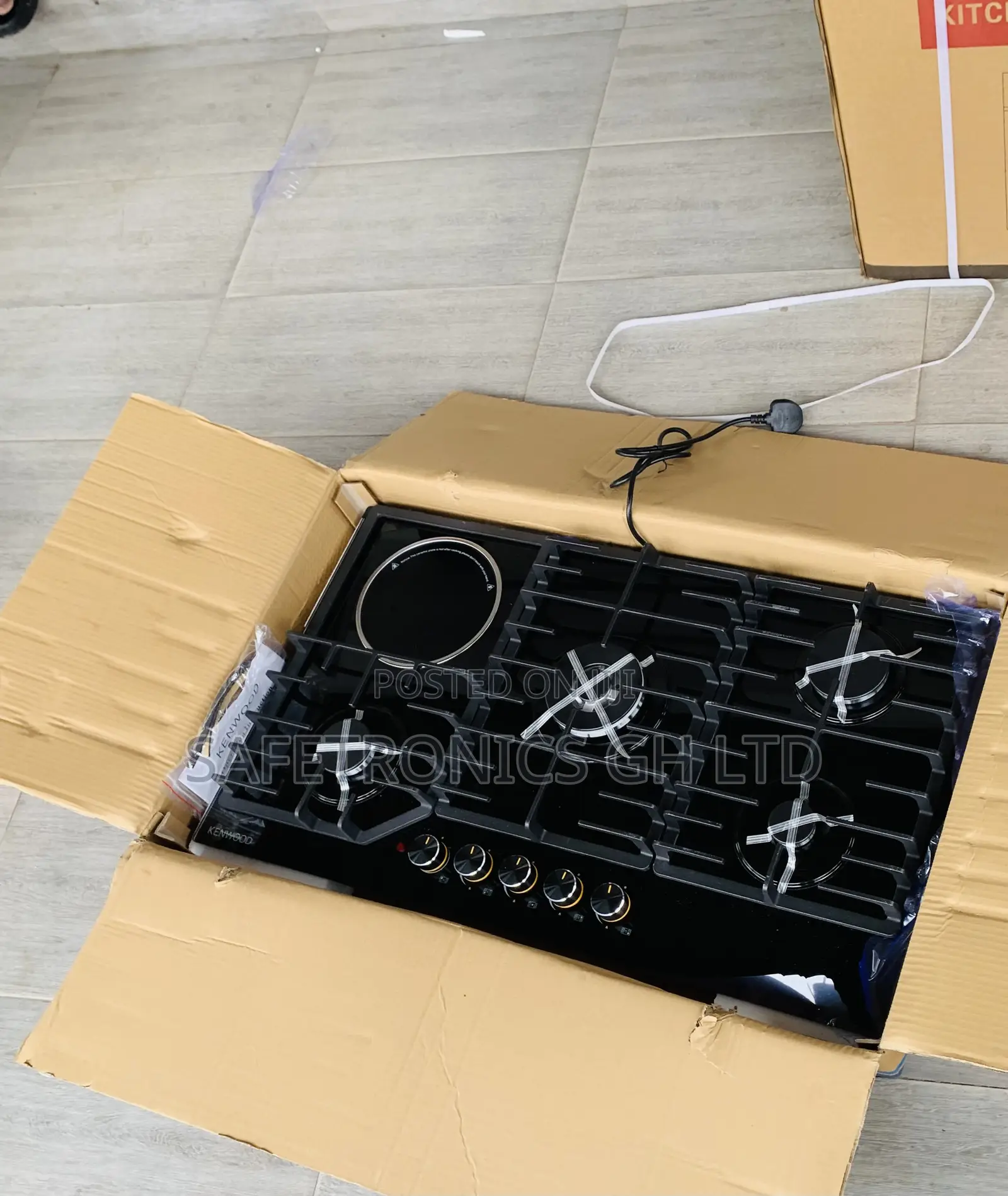 Brand New Inbuilt 1 Electric 4 Gas Countertop Kenwood Black Hob