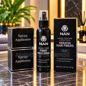 NAN Premium Hair Fibre Complete Kit – Black | Keratin Fibers