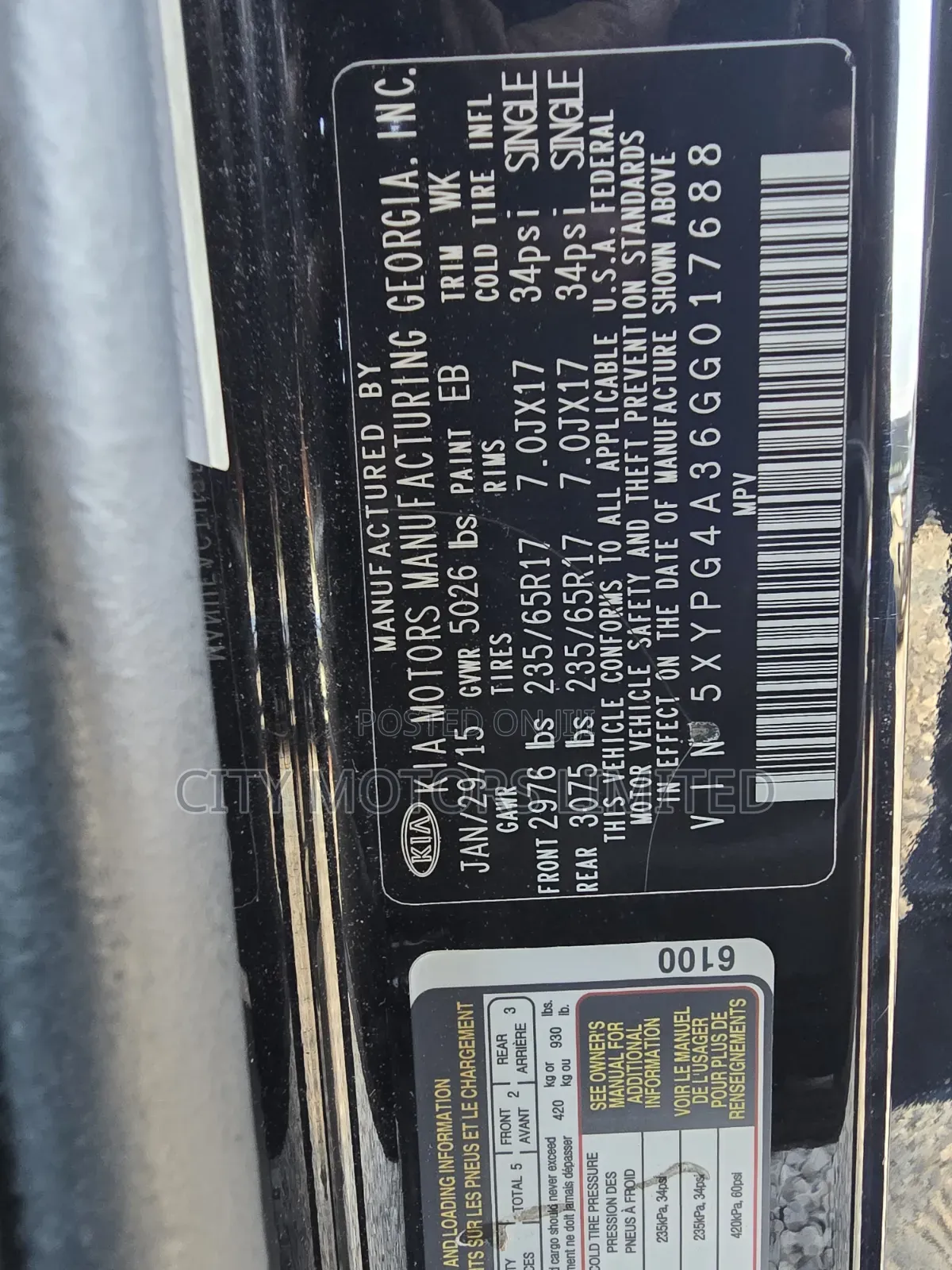 Kia Sorento 4dr SUV 2016 Black