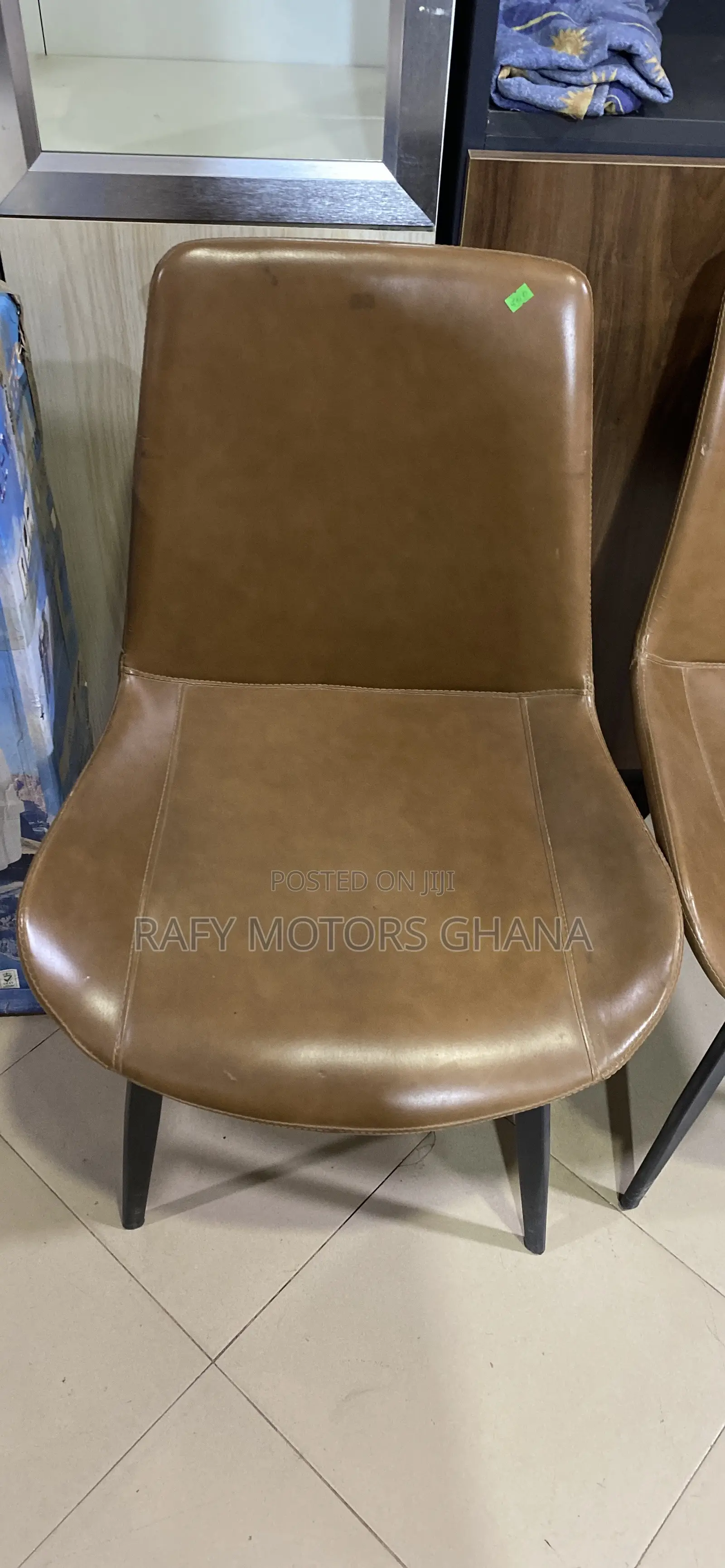 Brown Leather Modern Upholstered Accent Chair With Black Metal Legs