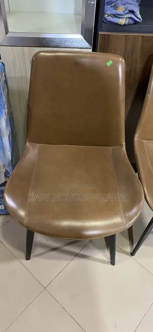 Brown Leather Modern Upholstered Accent Chair With Black Metal Legs