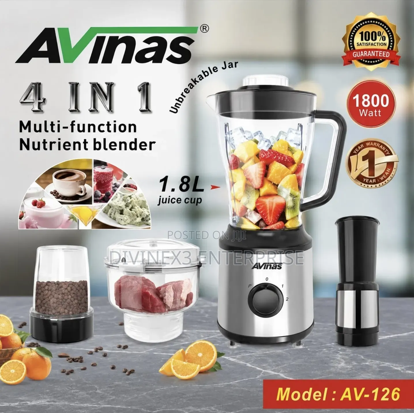 AVinas AV-126 4-in-1 Multi-Function Blender
